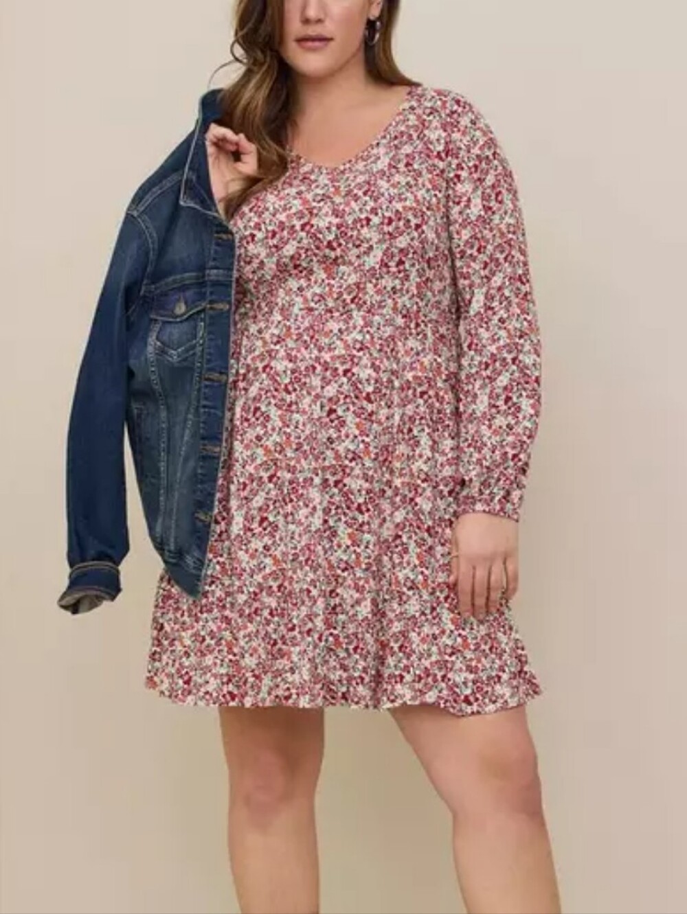 torrid Red & White Floral V-Neck Tunic